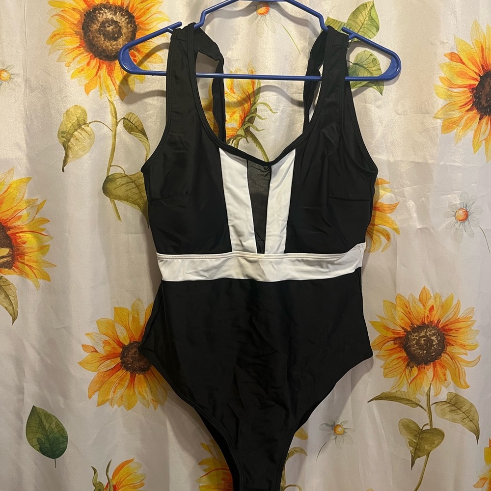 Black and White One-Piece Swimsuit